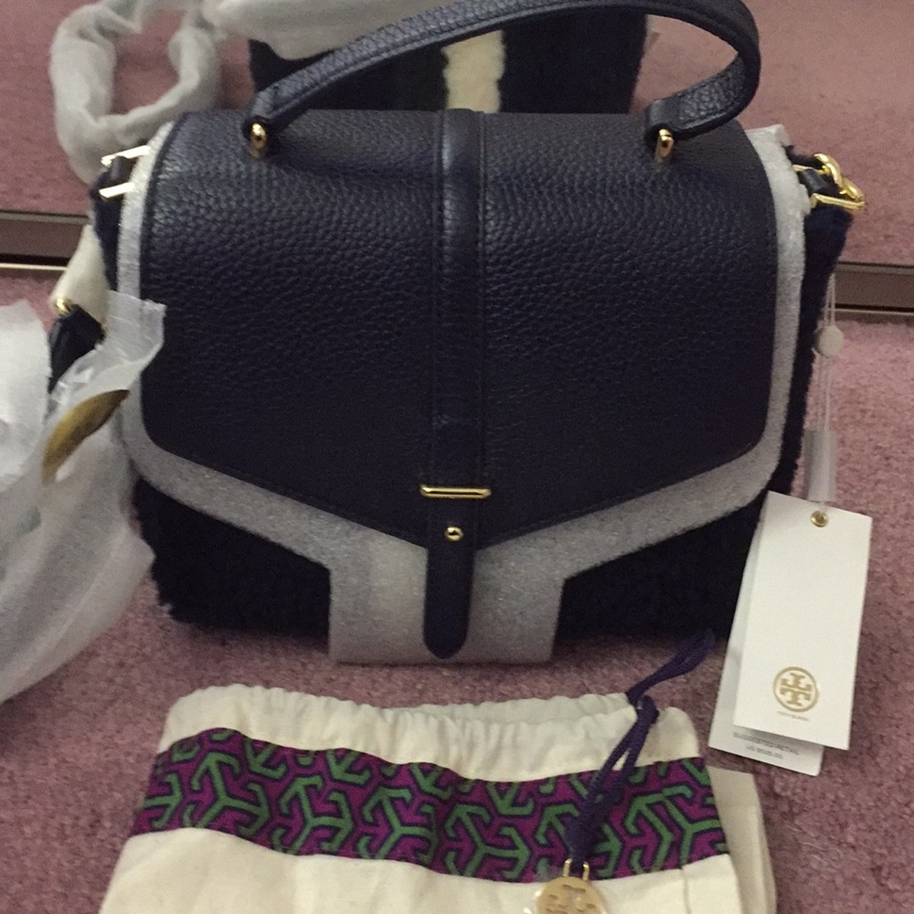 Tory Burch leather and woolens purse